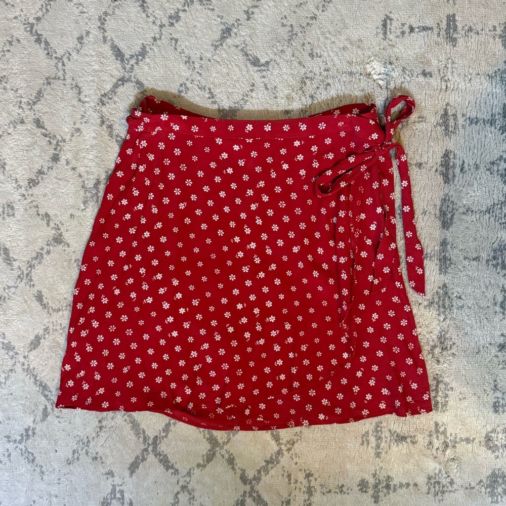 Madewell Red Floral Mini Skirt